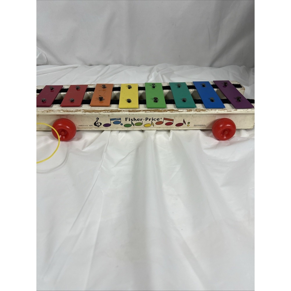 Fisher Price Vintage Pull-A-Tune Xylophone #870 1964 Made in USA